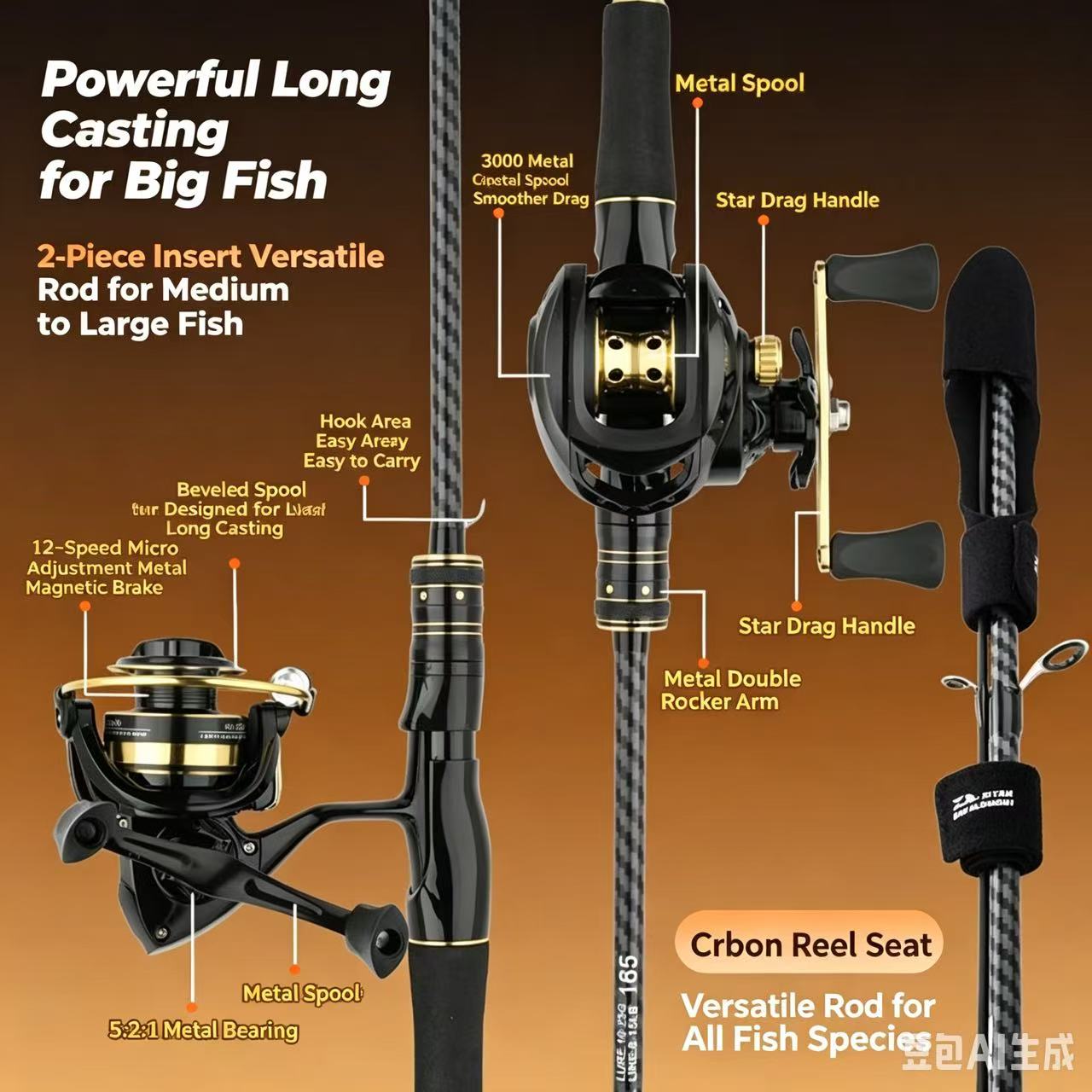 Fishing Rod Carbon Fiber - Zestaw wędkarski z włókna węglowego do